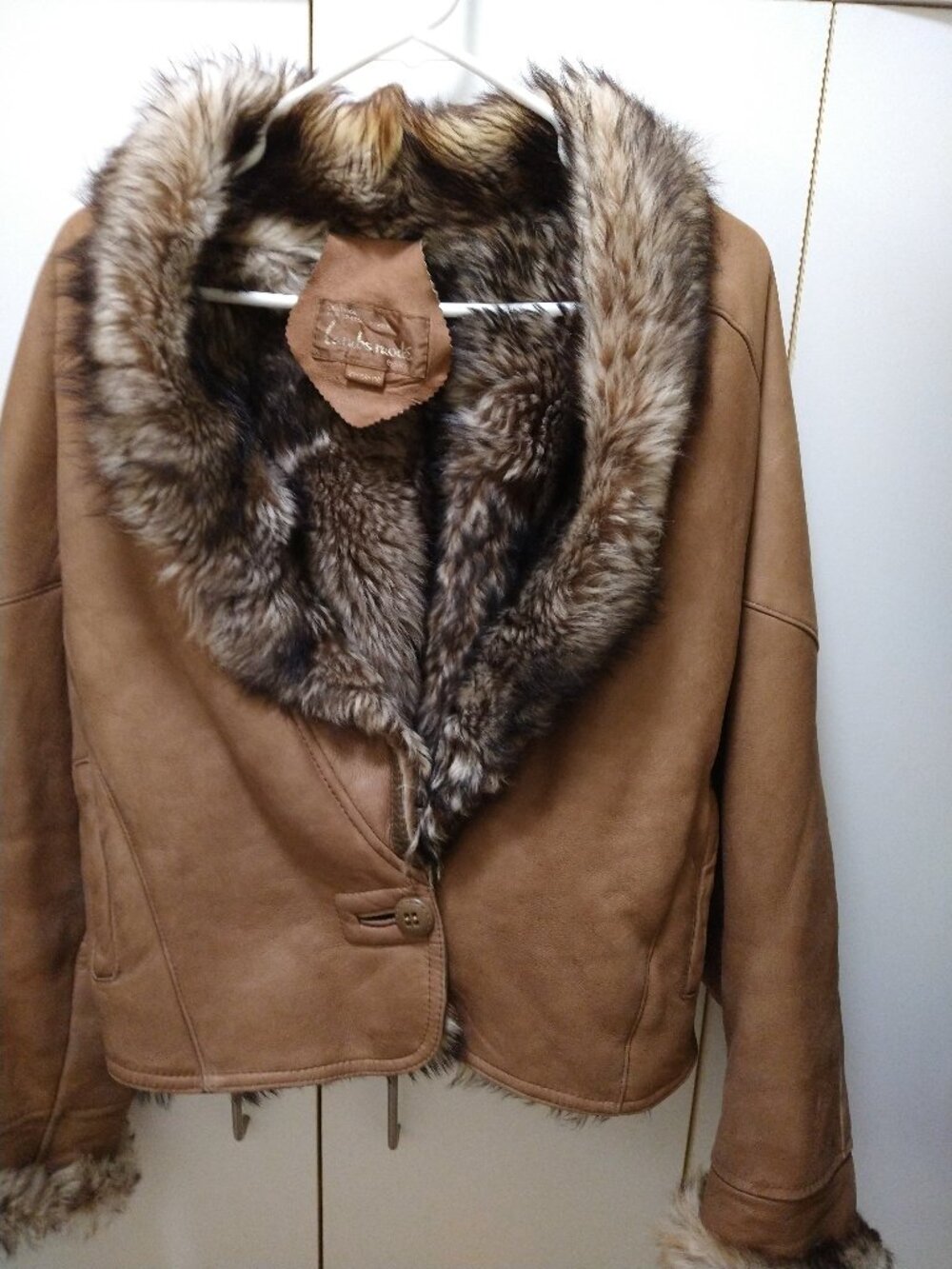 Leather Jacket Women Vintage 90's Lambs Mode Leather Fur Special Maker - Picture 5 of 6
